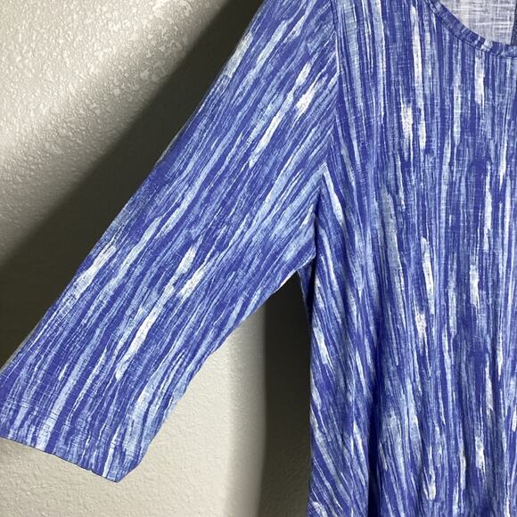 Apt 9 Womens Tunic Top 3/4 Sleeve Blue White Abstract Print Casual Blouse - Picture 3 of 5
